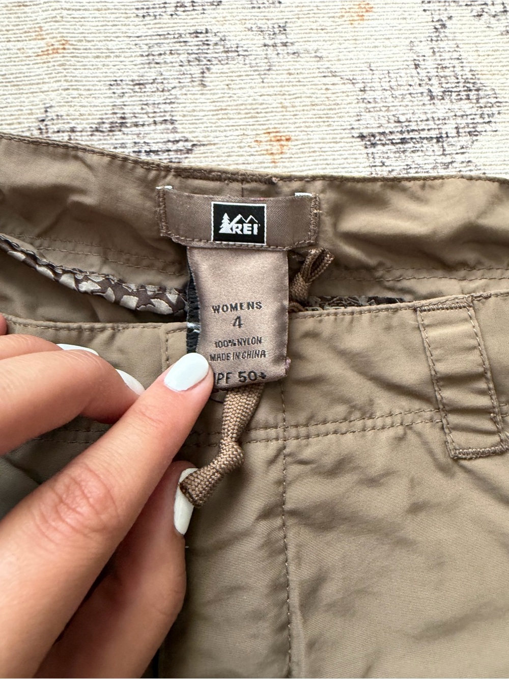 REI Women's Olive Cargo Shorts - Picture 2 of 3